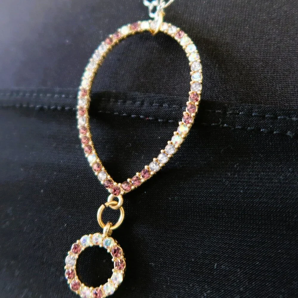 Vintage Rhinestone Pendant Lot 2 Pc Multicolor Crystal Cluster Statement Wear - Picture 10 of 15